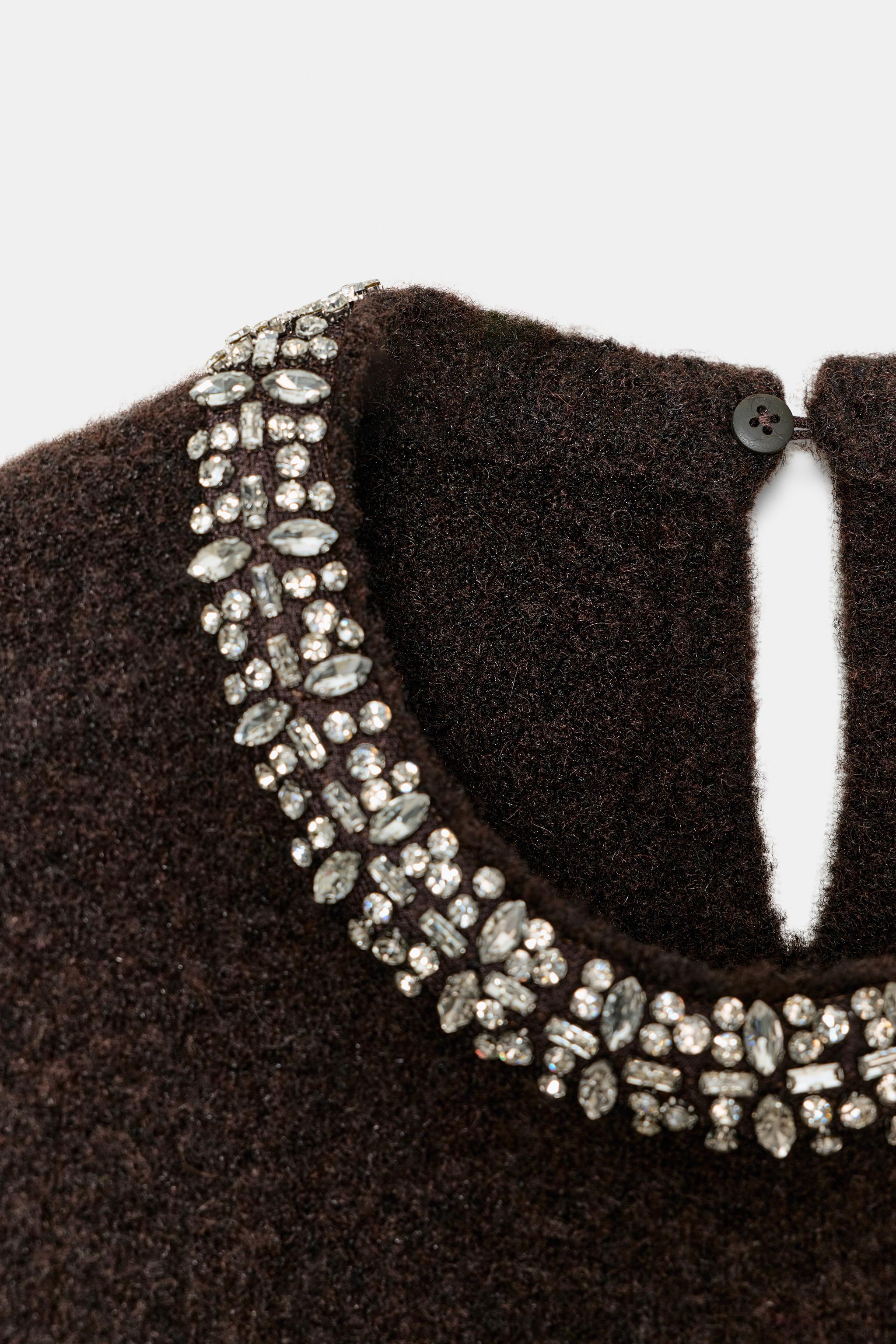 KNIT JEWELED BEAD COLLAR JUMPER